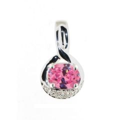Pendentif Argent Oxyde de Zirconium Ovale 9x7mm et Oxyde