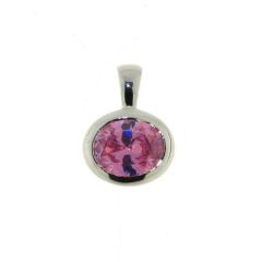 Pendentif Argent Oxyde de zirconium Ovale rose