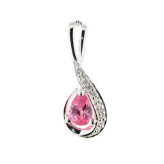 Pendentif Argent Oxyde de Zirconium Rose et Blanc