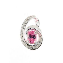 Pendentif Argent Oxyde de Zirconium Rose Ovale 7x5mm