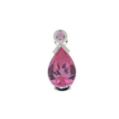 Pendentif Argent Oxyde de zirconium rose Poire 13x9mm