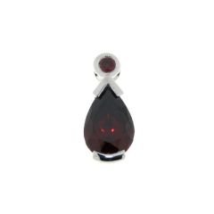 Pendentif Argent Oxyde de zirconium Rouge Poire 13x9mm