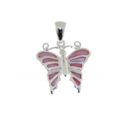 Pendentif Argent Papillon Nacre rose