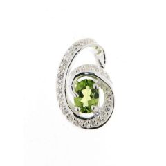 Pendentif Argent Péridot Ovale 7x5mm et Oxyde