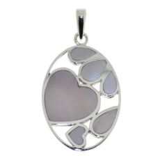 Pendentif Argent Pétale et Coeur Nacre Blanche