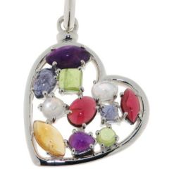 Pendentif Argent Pierres Fines Motif Coeur