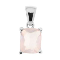 Pendentif Argent Quartz Rose Rectangulaire 12x10mm