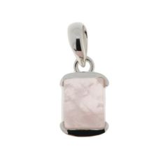 Pendentif Argent Quartz Rose Rectangulaire