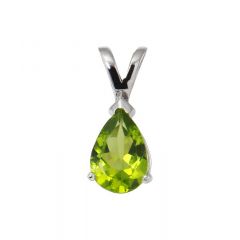Pendentif Argent Rhodié Péridot Poire 10x7mm