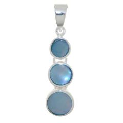 Pendentif Argent Ronds Nacre bleue