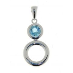 Pendentif Argent Topaze Bleue Traitée 6mm