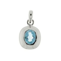 Pendentif Argent Topaze Bleue Traitée Ovale 8x6mm