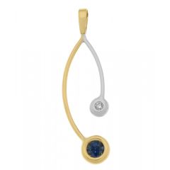 Pendentif Branches 2 Ors Saphir et Diamant