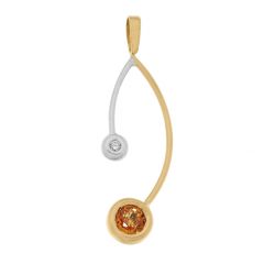 Pendentif Branches 2 Ors Saphir Orange et Diamant