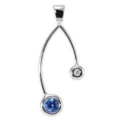 Pendentif Branches Or Blanc Saphir et Diamant