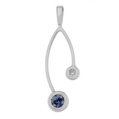 Pendentif Branches Or Blanc Tanzanite et Diamant