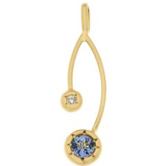 Pendentif Branches Or Jaune Tanzanite et Diamant