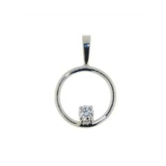 Pendentif Cercle Or Blanc Diamant 0.17 carat
