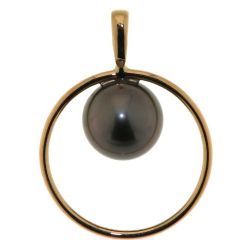Pendentif Cercle Or Jaune et Perle de Tahiti 10mm