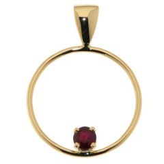 Pendentif Cercle Or Jaune Rubis Rond 4.1mm