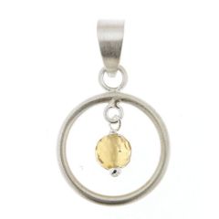 Pendentif Cercle Satiné en Argent 925 et Citrine