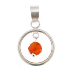 Pendentif Cercle Satiné en Argent 925 et Cornaline
