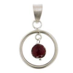 Pendentif Cercle Satiné en Argent 925 et Grenat