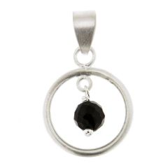 Pendentif Cercle Satiné en Argent 925 et Onyx