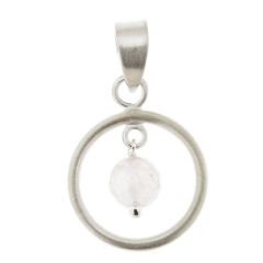Pendentif Cercle Satiné en Argent 925 et Quartz rose