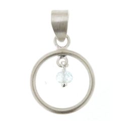 Pendentif Cercle Satiné en Argent 925 et Topaze Bleue