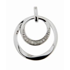 Pendentif Cercles Or Blanc 750 Diamant 0.055 carat