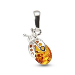 Pendentif Coccinelle Argent Ambre