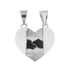 Pendentif Coeur à découper bombé en Argent 925 rhodié
