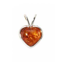 Pendentif Coeur Argent Ambre
