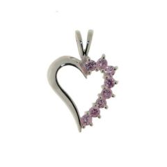 Pendentif Coeur Argent Oxyde de zirconium Rose