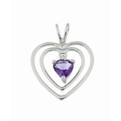 Pendentif Coeur Or Blanc 375 Améthyste Coeur 5x5mm