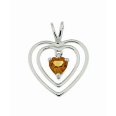 Pendentif Coeur Or Blanc 375 Citrine Coeur 5x5mm