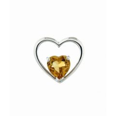 Pendentif Coeur Or Blanc 375 Citrine Coeur 6x6mm
