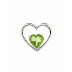 Pendentif Coeur Or Blanc 375 Péridot 6x6mm