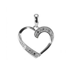 Pendentif Coeur Or Blanc 750 Diamant 0.04 carat