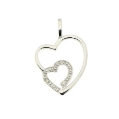 Pendentif Coeur Or Blanc Diamant