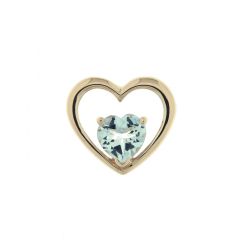 Pendentif Coeur Or Jaune 375 Aigue Marine Coeur 6x6mm