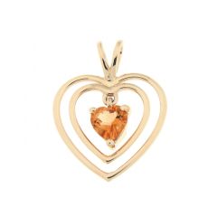 Pendentif Coeur Or Jaune 375 Citrine Coeur 5x5mm