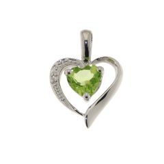 Pendentif Coeur Péridot Or Blanc et Diamants