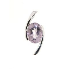 Pendentif Croisé Argent 925 et Améthyste Ovale 10x8mm