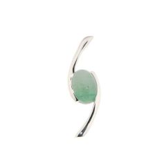 Pendentif Croisé Argent 925 et Aventurine Ovale 7x5mm