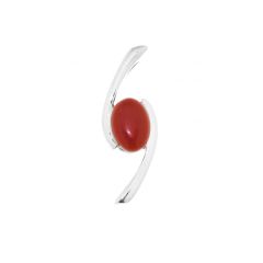 Pendentif Croisé Argent 925 et Cornaline Ovale 7x5mm