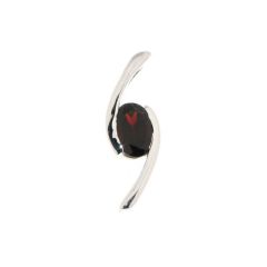 Pendentif Croisé Argent 925 et Grenat Ovale 7x5mm