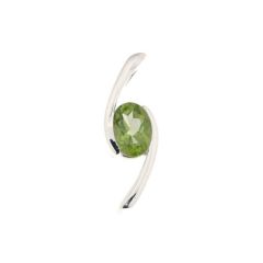 Pendentif Croisé Argent 925 et Péridot Ovale 7x5mm