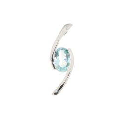 Pendentif Croisé Argent 925 et Topaze Ovale 7x5mm